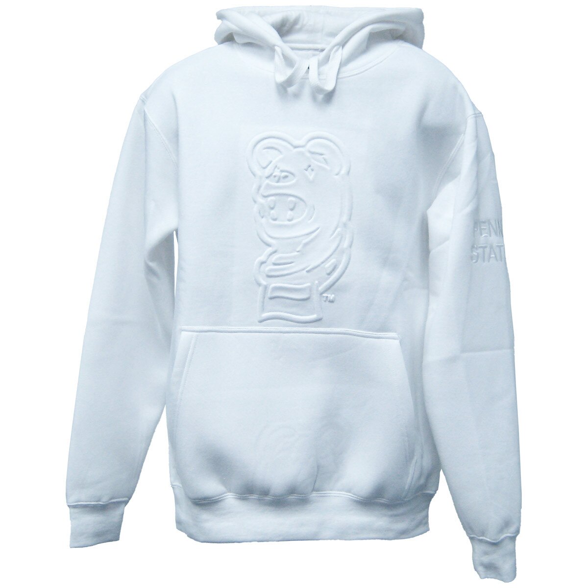 white hoodie with raised tonal Penn State Nittany Lion Mascot head